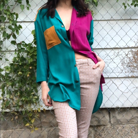 Vtg Style Color Block Button Down Tunic-Dress ✨ - Picture 3 of 5